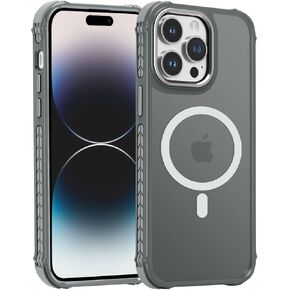 DEERLAMN Strong Magnetic Case for iPhone 14 Pro Max,[Compatible with Magsafe][Military-Grade Protection] Translucent Matte Slim Shockproof Protective Phone Cover for Women Men-Forest Black