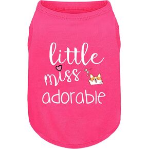 Cotton Dog Shirt with 'Little Miss Adorable' Corgi Head Print, Soft & Breathable Pet Apparel for Small, Medium, and Large Dogs, All-Season Sleeveless Vest, Cute and Comfortable Dog Outfit.Pink L