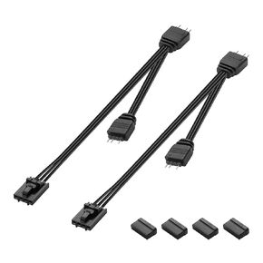 GINTOOYUN 2 Pcs RGB Fan Splitter Cable 4-Pin Commander Female to Three 5V 3-Pin RGB Male Conversion Cable 1 to 3 ARGB Splitter Cable for Commander CoreXT,Commander Core etc(14.96 Inch) (1 to 2)
