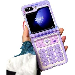 for Samsung Galaxy Z Flip 6 Kawaii Case with Hinge Protector, Woman Funny Case for Galaxy Z Flip 6 Cute Phone Print, Hard PC Girly Protective Case for Z Flip 6 -Purple