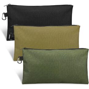 Tool Bag Zipper Pouch, Premium Tool Pouch, Utility Multipurpose Storage Organizer Tool Pouches with Carabiner Metal Zipper for Tools
