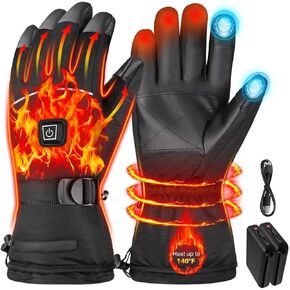 Heated Gloves - Rechargeable Electric Battery Heated Gloves for Men and Women Touchscreen Winter Thermal Glove with 3 Heating Levels Waterproof Heated Gloves for Hunting Fishing Skiing Hiking@4 in Kuwait