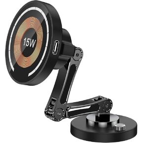for MagSafe Car Mount Charger 15W Cell Phone Holder car with Universal 360° Magnetic Wireless Car Charger car Accessories，Magnetic Car Phone Holder(Foldable&Full Metal) for Phone 16/15/14 Series