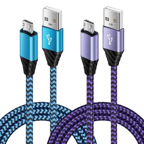 Micro USB Cable,2-Pack 6ft High Speed Nylon Braided Android Charger Power Cords for Samsung Galaxy S7,S6,S5,S4,J8,J7,Note 5 4 3,LG Stylo 2 3 G4 G3 K40 K20,Moto E6,Android Tablets,PS4,Xbox,Kindle,MP3