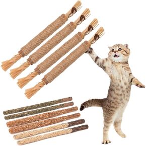 FOIMAS Silvervine Sticks ألعاب القطط، 10 قطع من عصا مضغ القطط لعبة النعناع البري لعبة تفاعلية للقطط لتنظيف أسنان القطط والقطط في الأماكن المغلقة والخارجية
