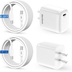 25W Type C Charger Fast Charging Fits for Samsung iPhone Fast Charger, USB C Fast Wall Charger Block with 6.6FT Type C to Type C Cable for iPhone 15/16 Samsung Galaxy S23/S22/S21/S20/Note 20/Note 10