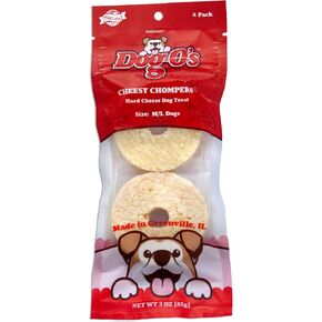 Dog-O’s Cheesy Chompers, All-Natural, Made in The USA, Grain Free, Real Cheese Treats for Medium & Large Dogs (Pack of 2 Crunchy Treats)