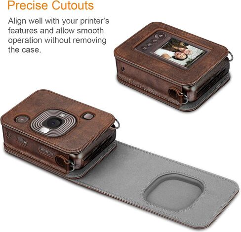 FINTIE Carrying Case for Fujifilm Instax Mini LiPlay Hybrid Instant Camera | Premium Vegan Leather, Camera Travel Bag, Adjustable Shoulder Strap, Snap Closure, Removable Front Cover, Agave Green in Kuwait