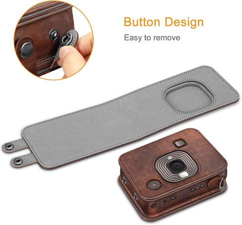 FINTIE Carrying Case for Fujifilm Instax Mini LiPlay Hybrid Instant Camera | Premium Vegan Leather, Camera Travel Bag, Adjustable Shoulder Strap, Snap Closure, Removable Front Cover, Agave Green in Kuwait