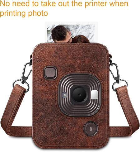 FINTIE Carrying Case for Fujifilm Instax Mini LiPlay Hybrid Instant Camera | Premium Vegan Leather, Camera Travel Bag, Adjustable Shoulder Strap, Snap Closure, Removable Front Cover, Agave Green in Kuwait