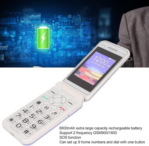 2G Unlocked Flip Phone, 2.4 inch HD Display Factory Unlocked Smartphone, Support 16GB, Large Keys and Key LED Light, SOS Alarm Flashlight, Cell Phone for Senior Kids Backup (US in Saudi Arabia