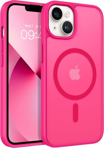 BENTOBEN لحافظة هاتف iPhone 13 وiPhone 14 حافظة مغناطيسية [متوافقة مع Magsafe] تصميم نحيف شفاف غير لامع مقاوم للصدمات وممتص للصدمات واقٍ لطيف للفتيات والنساء والأولاد والرجال غطاء 13/14، وردي فاقع in Kuwait