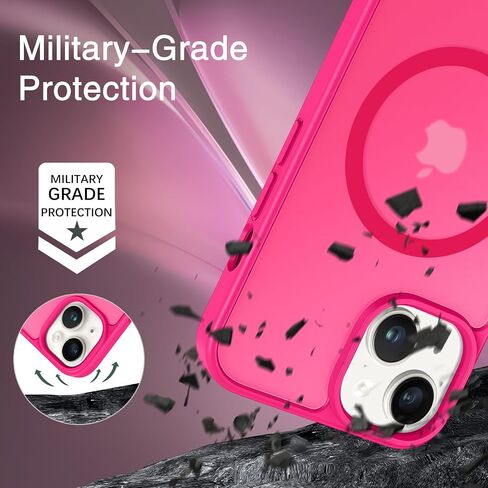 BENTOBEN لحافظة هاتف iPhone 13 وiPhone 14 حافظة مغناطيسية [متوافقة مع Magsafe] تصميم نحيف شفاف غير لامع مقاوم للصدمات وممتص للصدمات واقٍ لطيف للفتيات والنساء والأولاد والرجال غطاء 13/14، وردي فاقع in Kuwait