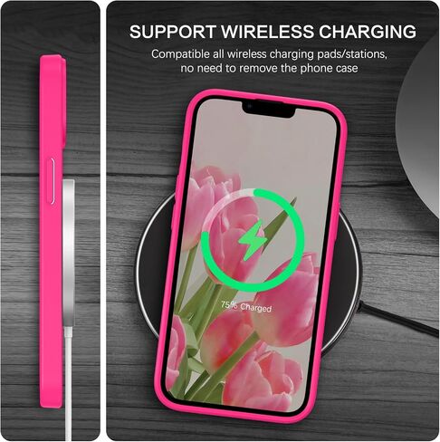 BENTOBEN لحافظة هاتف iPhone 13 وiPhone 14 حافظة مغناطيسية [متوافقة مع Magsafe] تصميم نحيف شفاف غير لامع مقاوم للصدمات وممتص للصدمات واقٍ لطيف للفتيات والنساء والأولاد والرجال غطاء 13/14، وردي فاقع in Kuwait