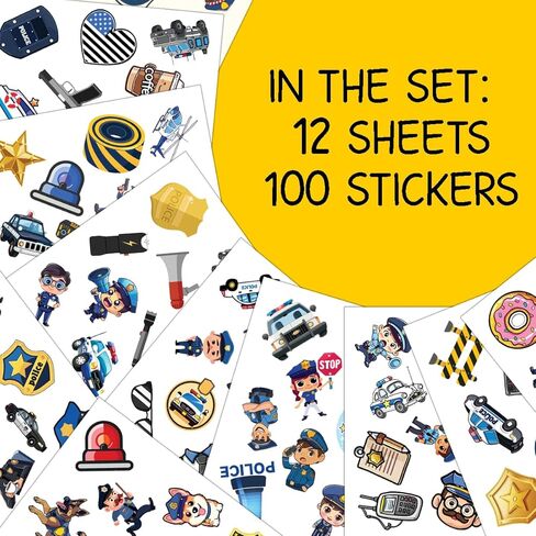 100 قطعة من ملصقات الشرطة للأطفال - سيارة الشرطة، شارات ملصق مضاد للماء لزجاجات المياه والكمبيوتر المحمول وأمتعة الكمبيوتر وسجل القصاصات والمراهقين والبالغين والبنات وديكورات أعياد الميلاد المضحكة in Kuwait