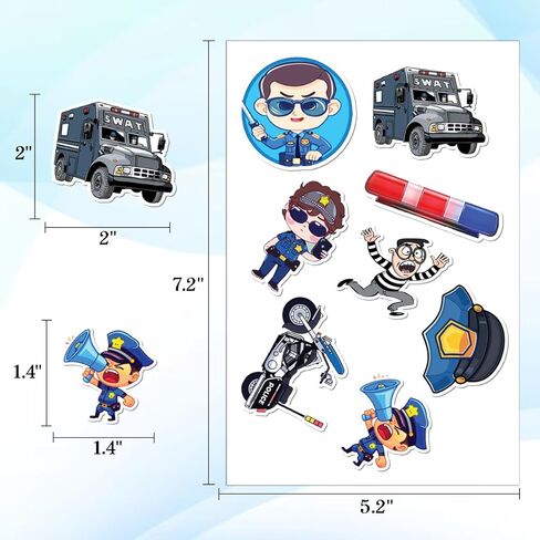 100 قطعة من ملصقات الشرطة للأطفال - سيارة الشرطة، شارات ملصق مضاد للماء لزجاجات المياه والكمبيوتر المحمول وأمتعة الكمبيوتر وسجل القصاصات والمراهقين والبالغين والبنات وديكورات أعياد الميلاد المضحكة in Kuwait