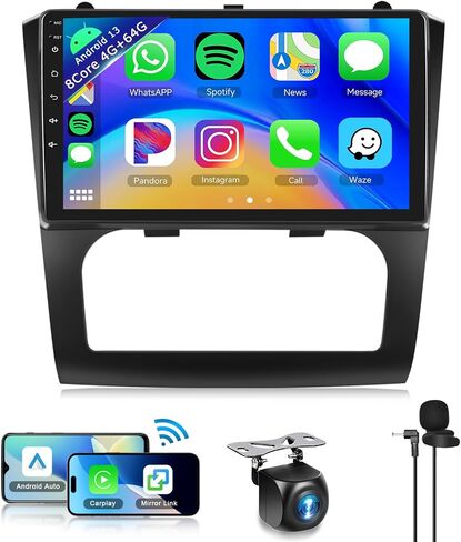 ستيريو سيارة 8Core 4+64G لسيارة Nissan Altima 2008-2012 (Auto A/C) Carplay Android Auto، 9 بوصة 1280*720P IPS شاشة تعمل باللمس، Android13/GPS/WiFi/32EQ DSP/59UI/Bluetooth5.0/SWC/ كاميرا احتياطية وميكروفون in Saudi Arabia