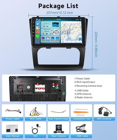 ستيريو سيارة 8Core 4+64G لسيارة Nissan Altima 2008-2012 (Auto A/C) Carplay Android Auto، 9 بوصة 1280*720P IPS شاشة تعمل باللمس، Android13/GPS/WiFi/32EQ DSP/59UI/Bluetooth5.0/SWC/ كاميرا احتياطية وميكروفون in Saudi Arabia