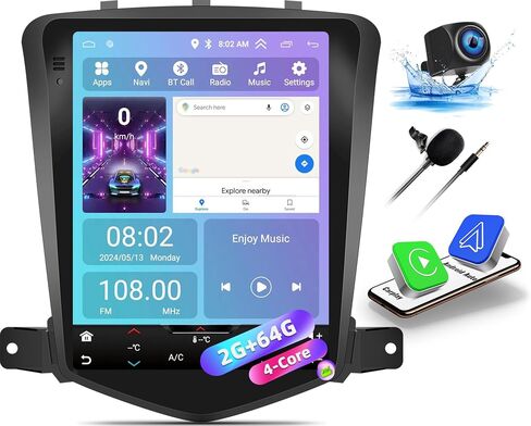 SIXTOP [2+64G] ستيريو سيارة Android لسيارة شيفروليه كروز J300 2008-2012 ترقية استبدال راديو Carplay Android Auto Mirror Link 30 سمة 9.7 بوصة شاشة لمس FM GPS بلوتوث + كاميرا احتياطية وميكروفون in Saudi Arabia