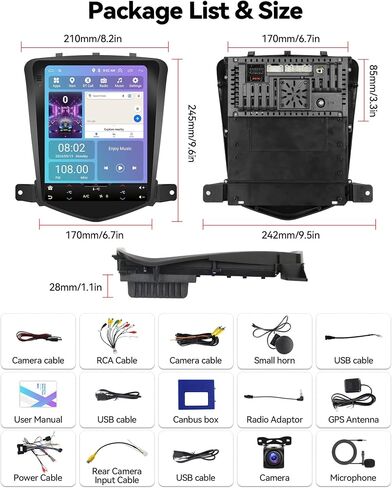 SIXTOP [2+64G] ستيريو سيارة Android لسيارة شيفروليه كروز J300 2008-2012 ترقية استبدال راديو Carplay Android Auto Mirror Link 30 سمة 9.7 بوصة شاشة لمس FM GPS بلوتوث + كاميرا احتياطية وميكروفون in Saudi Arabia