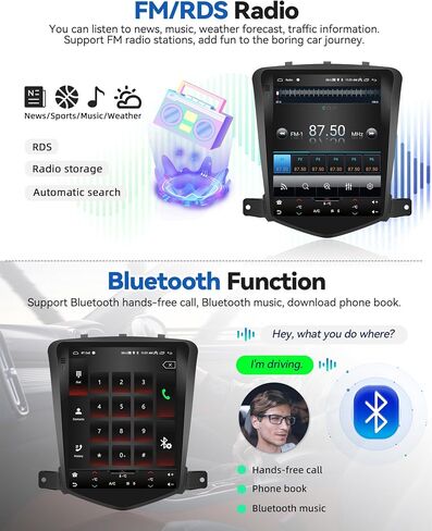 SIXTOP [2+64G] ستيريو سيارة Android لسيارة شيفروليه كروز J300 2008-2012 ترقية استبدال راديو Carplay Android Auto Mirror Link 30 سمة 9.7 بوصة شاشة لمس FM GPS بلوتوث + كاميرا احتياطية وميكروفون in Saudi Arabia