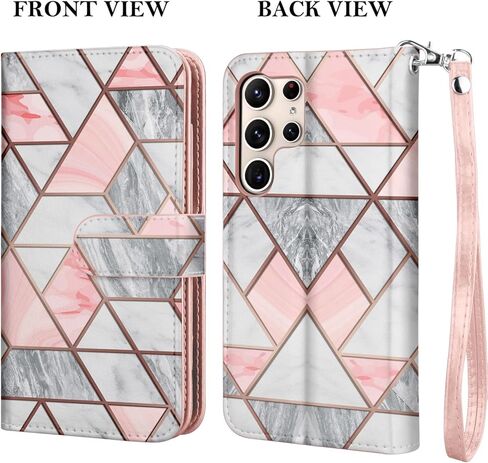 Takfox Wallet Case for Samsung Galaxy S24 Ultra, Galaxy S24 Ultra 5G Case, PU Leather Credit Card Holder Case [9 Card Slots] Folio Flip Detachable Magnetic Cover Kickstand & Carrying Strap, Marble in Kuwait