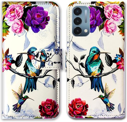 Bcov Case for OnePlus Nord N200 5G, Hummingbird in Flowers Bird Leather Flip Phone Case Wallet Cover with Card Slot Holder Kickstand for OnePlus Nord N200 5G in Kuwait