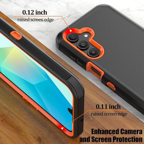 Case for Samsung Galaxy A16 5G Phone: Heavy Duty Shockproof Armor Protector Case Cover with Belt Clip Holster for Samsung Galaxy A16 5G 6.7 inch Phone Case (Black+Orange) in Saudi Arabia