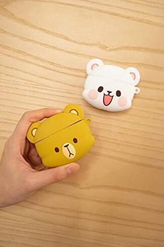 Milk Bear Compatible with AirPods Pro Case Silicone Carrying Shockproof Protective Cover Authentic Milkmochabear Merchandise Headphones Character Head Cute Adorable in Kuwait