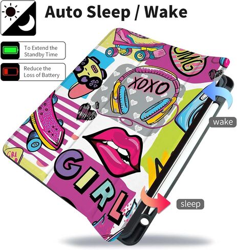 Smart Folio Case for iPad Air 11-inch M2 (2024), iPad Air 5th Generation Case Cute iPad Air 4th Generation Case,Artsy iPad Air Cases 10.9 inch iPad Case,Pencil Holder,XOXO Girl in Saudi Arabia