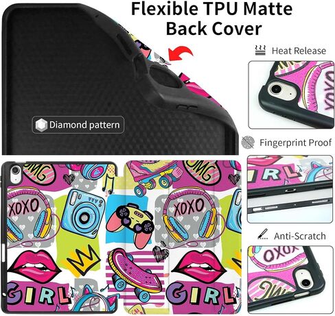 Smart Folio Case for iPad Air 11-inch M2 (2024), iPad Air 5th Generation Case Cute iPad Air 4th Generation Case,Artsy iPad Air Cases 10.9 inch iPad Case,Pencil Holder,XOXO Girl in Saudi Arabia