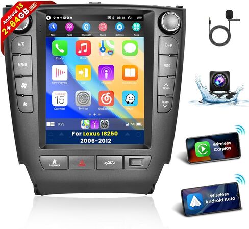 راديو ستيريو للسيارة Hi-Fi 2+64G Android 13 CarPlay لسيارة Lexus IS250 2006-2012، شاشة لمس عالية الدقة 9.7 بوصة متوافقة مع Android Auto، كاميرا احتياطية AHD، وصلة مرآة، GPS، WiFi in Saudi Arabia