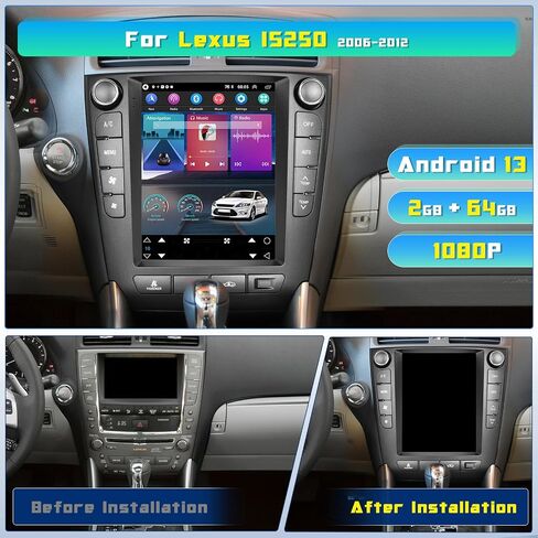 راديو ستيريو للسيارة Hi-Fi 2+64G Android 13 CarPlay لسيارة Lexus IS250 2006-2012، شاشة لمس عالية الدقة 9.7 بوصة متوافقة مع Android Auto، كاميرا احتياطية AHD، وصلة مرآة، GPS، WiFi in Saudi Arabia