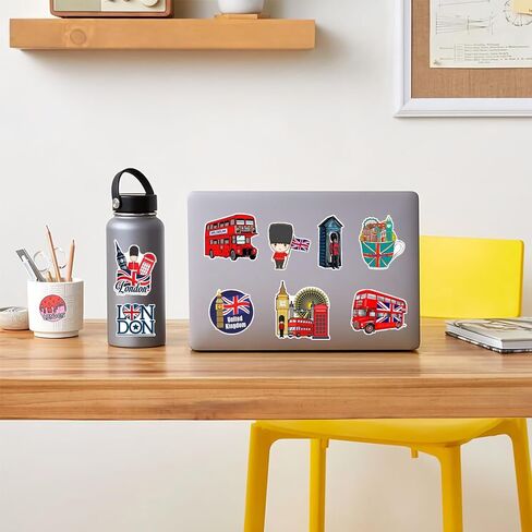 British London Style Stickers 50 Pcs Vinyl Decals for Water Bottles Kids Teens Adults Laptop Luggage Cup Computer Journal Wall Helmet Guitar Decoration Graffiti Sticker in Saudi Arabia