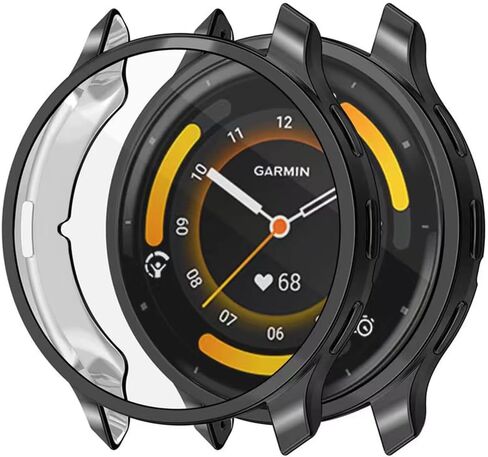 [2 Pieces] Case Compatible with Garmin venu 3, Black High Transparency All-Round Protective Case with Screen Protector, [Anti-Smudge] [Scratch-Resistant] TPU Protective Case-Black Silver in Kuwait