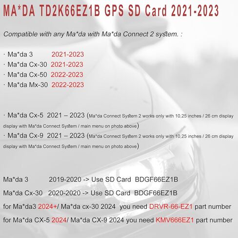 أحدث بطاقة SD للملاحة متوافقة مع Maz 3 CX-30 CX-5 CX-9 2021-2023، CX-50 MX-30 2022-2023 الولايات المتحدة الأمريكية/كندا/المكسيك TD2K66EZ1B بطاقة SD للملاحة GPS أحدث إصدار TD2K 66 EZ1B in Kuwait