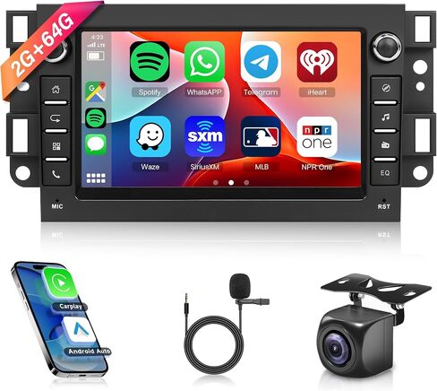 2G 64G Android Car Stereo Radio Carplay لسيارة Chevy Chevy Epica Tosca Captiva Lova Kalos Aveo/Daewoo Gentra Matiz M250 مع Android Auto 7 بوصة تعمل باللمس مرآة وصلة BT FM/RDS SWC كاميرا احتياطية in Saudi Arabia