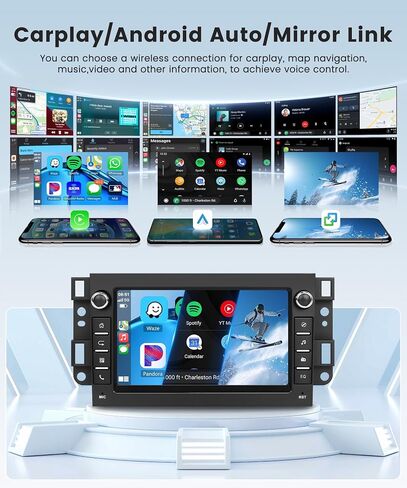 2G 64G Android Car Stereo Radio Carplay لسيارة Chevy Chevy Epica Tosca Captiva Lova Kalos Aveo/Daewoo Gentra Matiz M250 مع Android Auto 7 بوصة تعمل باللمس مرآة وصلة BT FM/RDS SWC كاميرا احتياطية in Saudi Arabia
