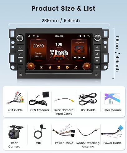 2G 64G Android Car Stereo Radio Carplay لسيارة Chevy Chevy Epica Tosca Captiva Lova Kalos Aveo/Daewoo Gentra Matiz M250 مع Android Auto 7 بوصة تعمل باللمس مرآة وصلة BT FM/RDS SWC كاميرا احتياطية in Saudi Arabia
