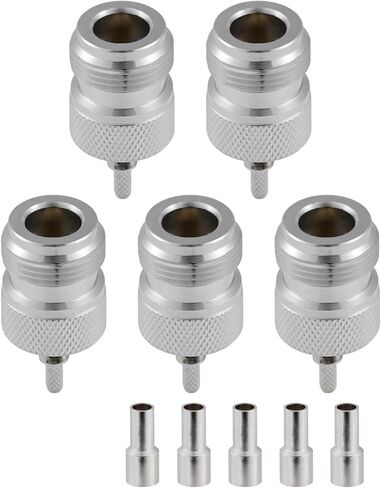 5PCS N Female Connectors 50 ohm N Female Crimp RF Coaxial Connector N Female Jack Adapter for RG58 LMR195 RG142 RG400 Low Loss Coax Cable in Kuwait
