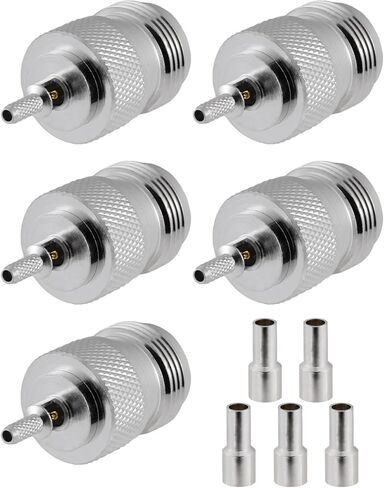 5PCS N Female Connectors 50 ohm N Female Crimp RF Coaxial Connector N Female Jack Adapter for RG58 LMR195 RG142 RG400 Low Loss Coax Cable in Kuwait