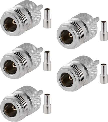 5PCS N Female Connectors 50 ohm N Female Crimp RF Coaxial Connector N Female Jack Adapter for RG58 LMR195 RG142 RG400 Low Loss Coax Cable in Kuwait