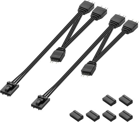 GINTOOYUN 2 قطعة كابل مقسم مروحة RGB 4-Pin Commander أنثى إلى ثلاثة 5V 3-Pin RGB ذكر كابل تحويل 1 إلى 3 ARGB كابل مقسم للقائد CoreXT، القائد Core إلخ (14.96 بوصة) (1 إلى 2) in Saudi Arabia