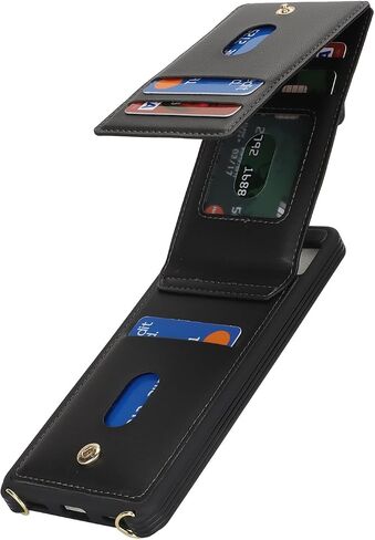 for Google Pixel 7 pro Case with Card Holder for Women,for Pixel 7 pro Phone Case Wallet with Strap Credit Card Slots Crossbody with Kickstand Zipper Case - Black in Saudi Arabia