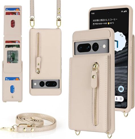 for Google Pixel 7 pro Case with Card Holder for Women,for Pixel 7 pro Phone Case Wallet with Strap Credit Card Slots Crossbody with Kickstand Zipper Case - Black in Saudi Arabia