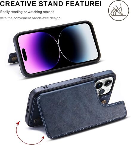 for iPhone 14 Pro Wallet Case with Card Holder, Luxury Leather Kickstand Card Slots Case, Double Magnetic Clasp Shockproof Cover 2022 6.1 Inch (Brown) in Saudi Arabia