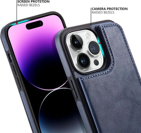 for iPhone 14 Pro Wallet Case with Card Holder, Luxury Leather Kickstand Card Slots Case, Double Magnetic Clasp Shockproof Cover 2022 6.1 Inch (Brown) in Saudi Arabia