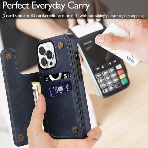 for iPhone 14 Pro Wallet Case with Card Holder, Luxury Leather Kickstand Card Slots Case, Double Magnetic Clasp Shockproof Cover 2022 6.1 Inch (Brown) in Saudi Arabia