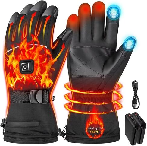 Heated Gloves - Rechargeable Electric Battery Heated Gloves for Men and Women Touchscreen Winter Thermal Glove with 3 Heating Levels Waterproof Heated Gloves for Hunting Fishing Skiing Hiking@4 in Kuwait
