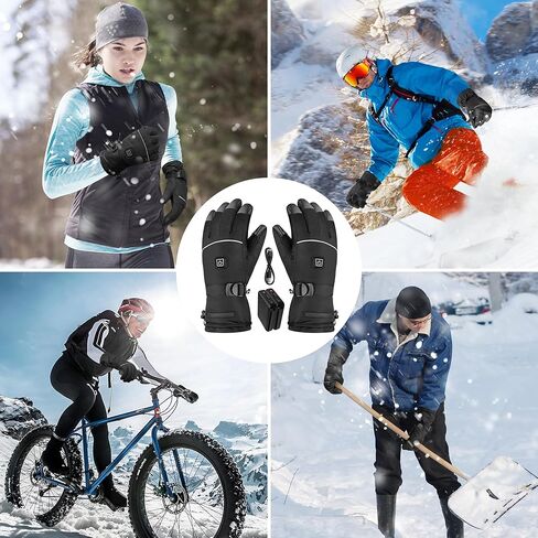 Heated Gloves - Rechargeable Electric Battery Heated Gloves for Men and Women Touchscreen Winter Thermal Glove with 3 Heating Levels Waterproof Heated Gloves for Hunting Fishing Skiing Hiking@4 in Kuwait